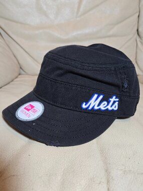 New York Mets Cadet Hat Cap Womens Black Blue Distressed New Era MLB Baseball
